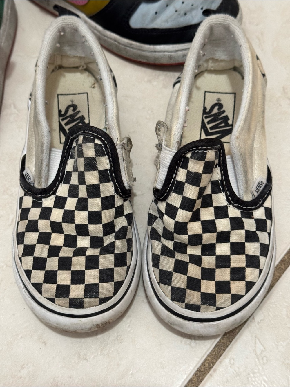 Vans Kids Slip-On Checkerboard Sneakers - Black & White